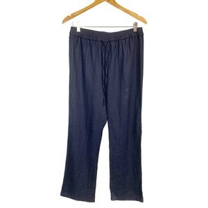 COMPANY by Ellen Tracy 100% Linen Navy Straight Leg Pants Sz S